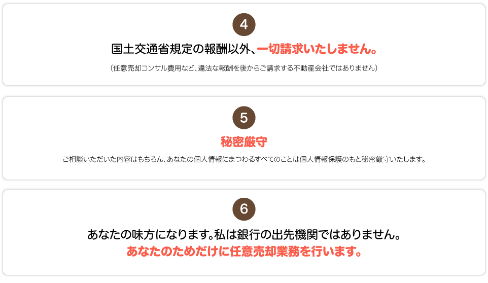 国土交通省規定の報酬以外、一切請求いたしません。