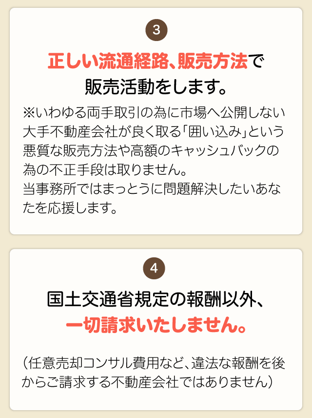 国土交通省規定の報酬以外、一切請求いたしません。